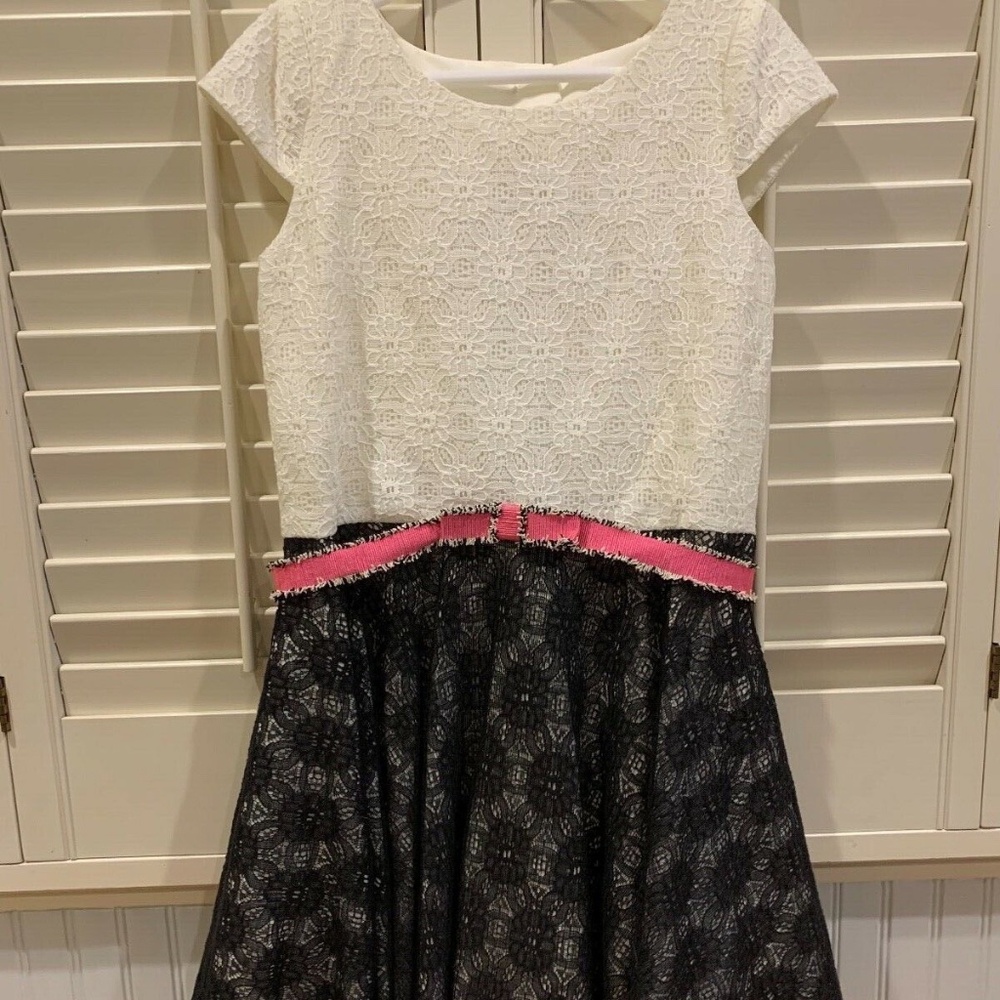 Girls Zoe LTD Dress, Black White Pink - Size 12